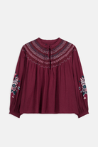 Shirts & Tops - Louise Misha - Pal Blouse in Burgundy - Archery Close