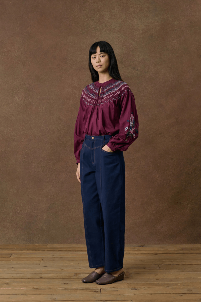 Shirts & Tops - Louise Misha - Pal Blouse in Burgundy - Archery Close