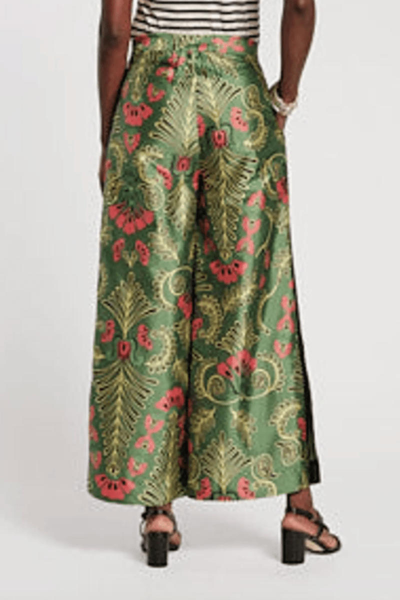 Pants - Frances Valentine - Palazzo Canopy Pant in Green/Pink - Archery Close