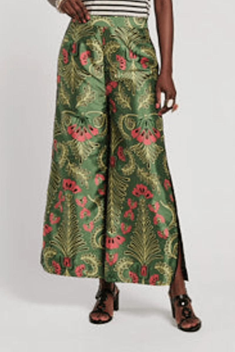 Pants - Frances Valentine - Palazzo Canopy Pant in Green/Pink - Archery Close