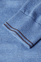 Sweater - Paul Smith - Pale Blue Cotton - Blend Zebra Logo Half Zip Sweater - Archery Close