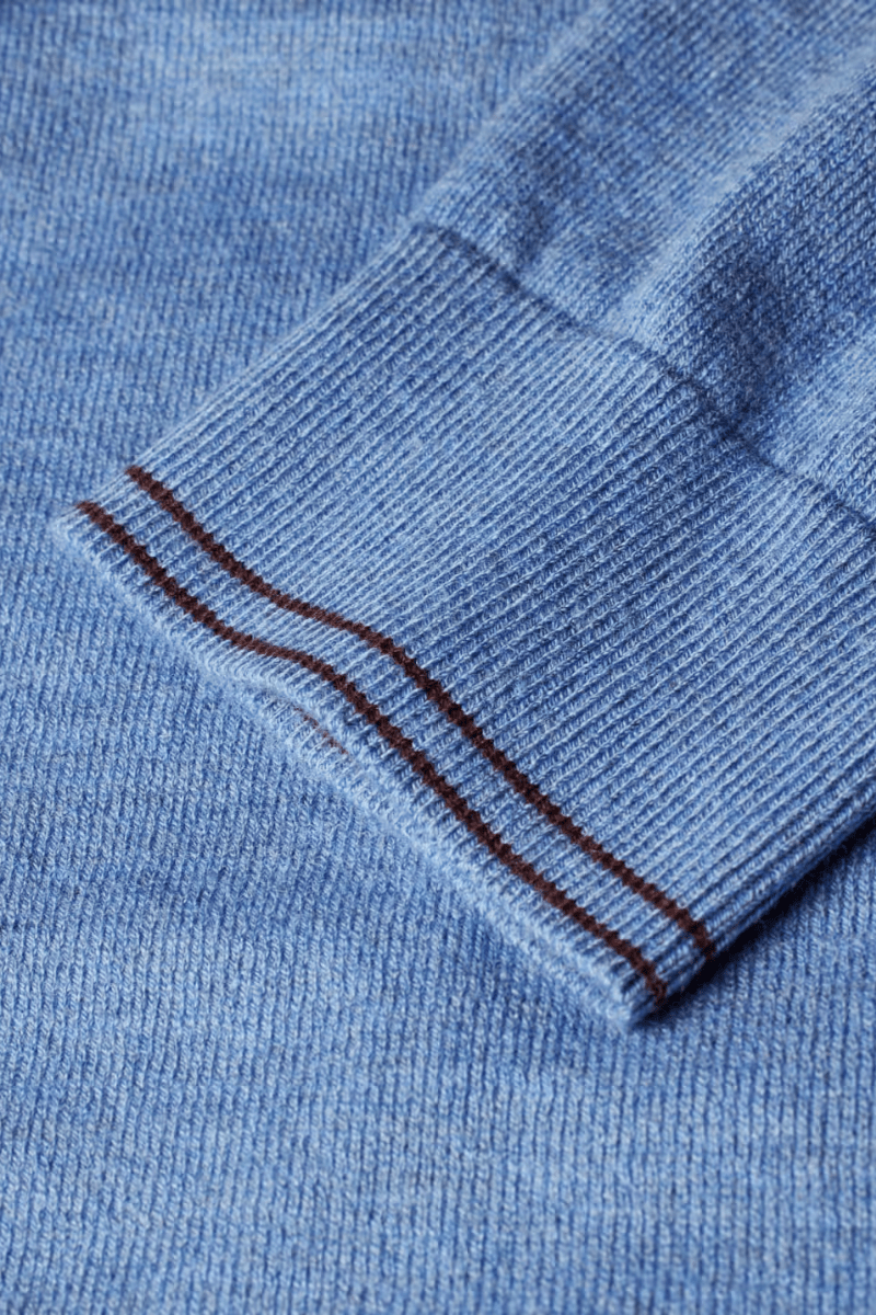 Sweater - Paul Smith - Pale Blue Cotton - Blend Zebra Logo Half Zip Sweater - Archery Close