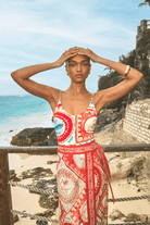 Skirts - Hunter Bell - Paloma Wrap Skirt in Lost at Sea - Archery Close