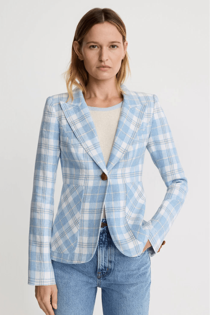 Blazer - Smythe - Patch Pocket Duchess Blazer in Sky Plaid - Archery Close