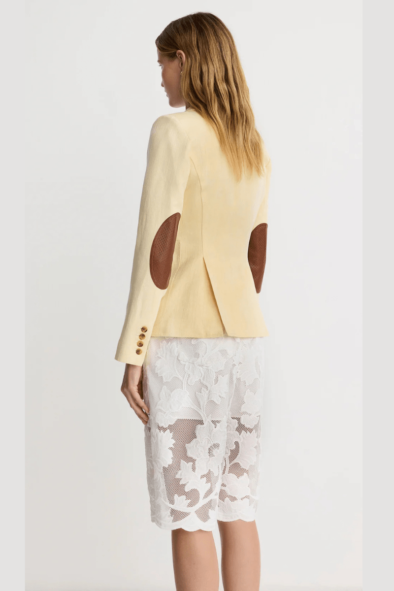 Blazer - Smythe - Patch Pocket Duchess W/ Elbow Patch in Butter - Archery Close