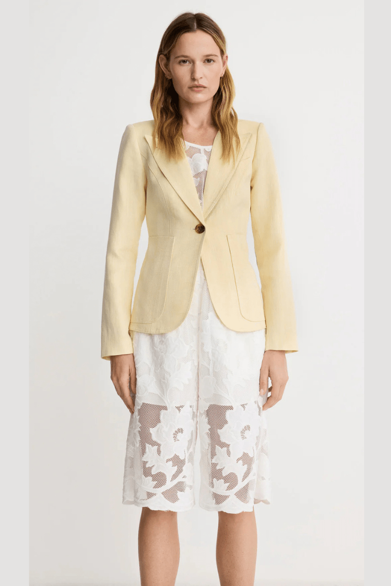 Blazer - Smythe - Patch Pocket Duchess W/ Elbow Patch in Butter - Archery Close