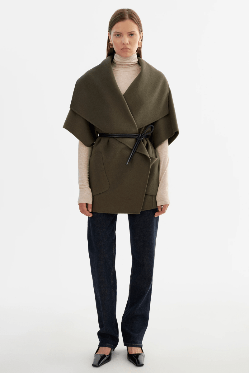 Outerwear - Lamarque - Penelope Coat in Dark Olive - Archery Close