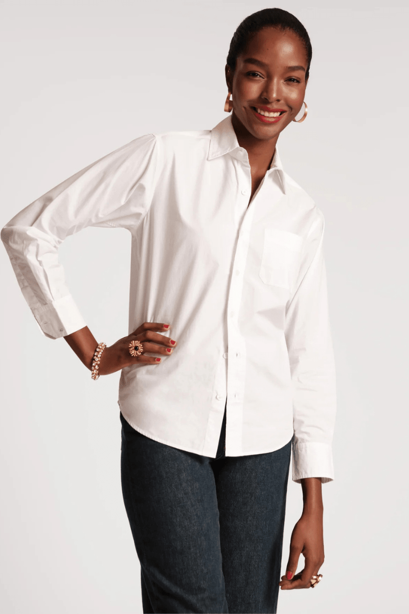 Shirts & Tops - Frances Valentine - Perfect Button Down in White - Archery Close