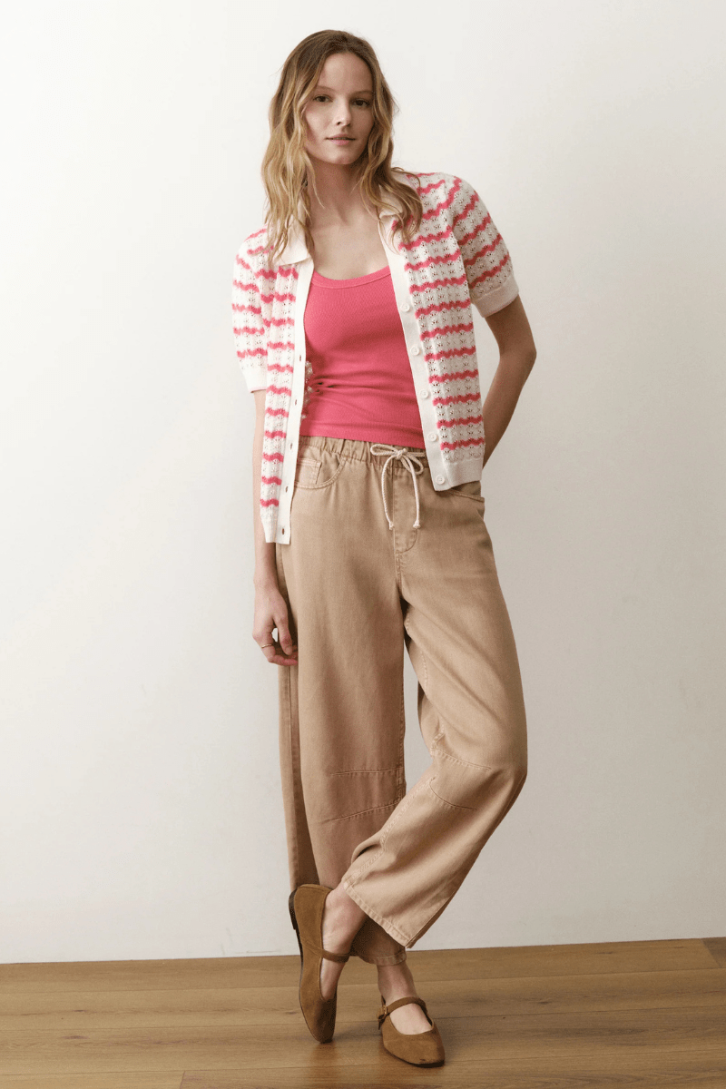 Sweater - Marine Layer - Piper Knit Resort Shirt in Warm Wave - Archery Close