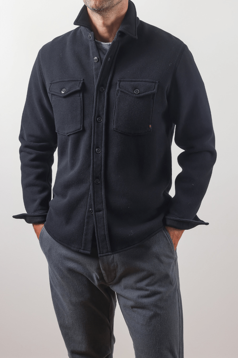 Shirts & Tops - Relwen - Pique Fleece Workshirt in Black - Archery Close