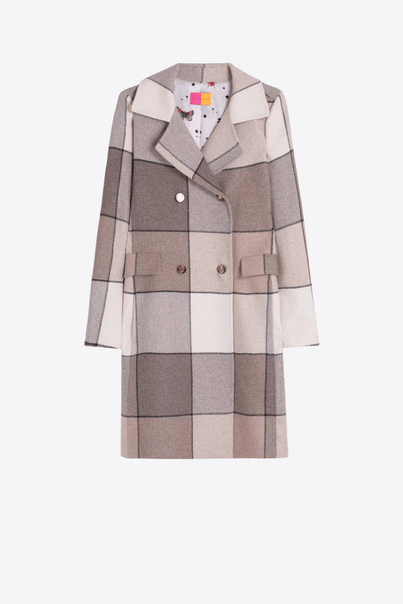 Outerwear - Vilagallo - Plaid Beige Coat - Archery Close