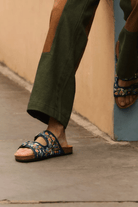 Sandals - Penelope Chilvers - Pool Embroidered Denim Slide - Archery Close