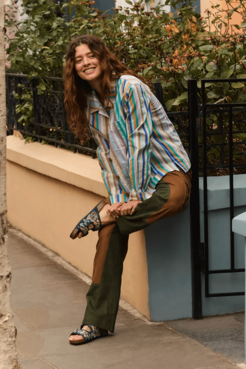 Sandals - Penelope Chilvers - Pool Embroidered Denim Slide - Archery Close
