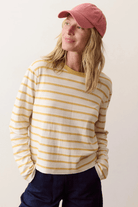 Shirts & Tops - Marine Layer - Poppy Double Knit Crewneck in Marigold Stripe - Archery Close