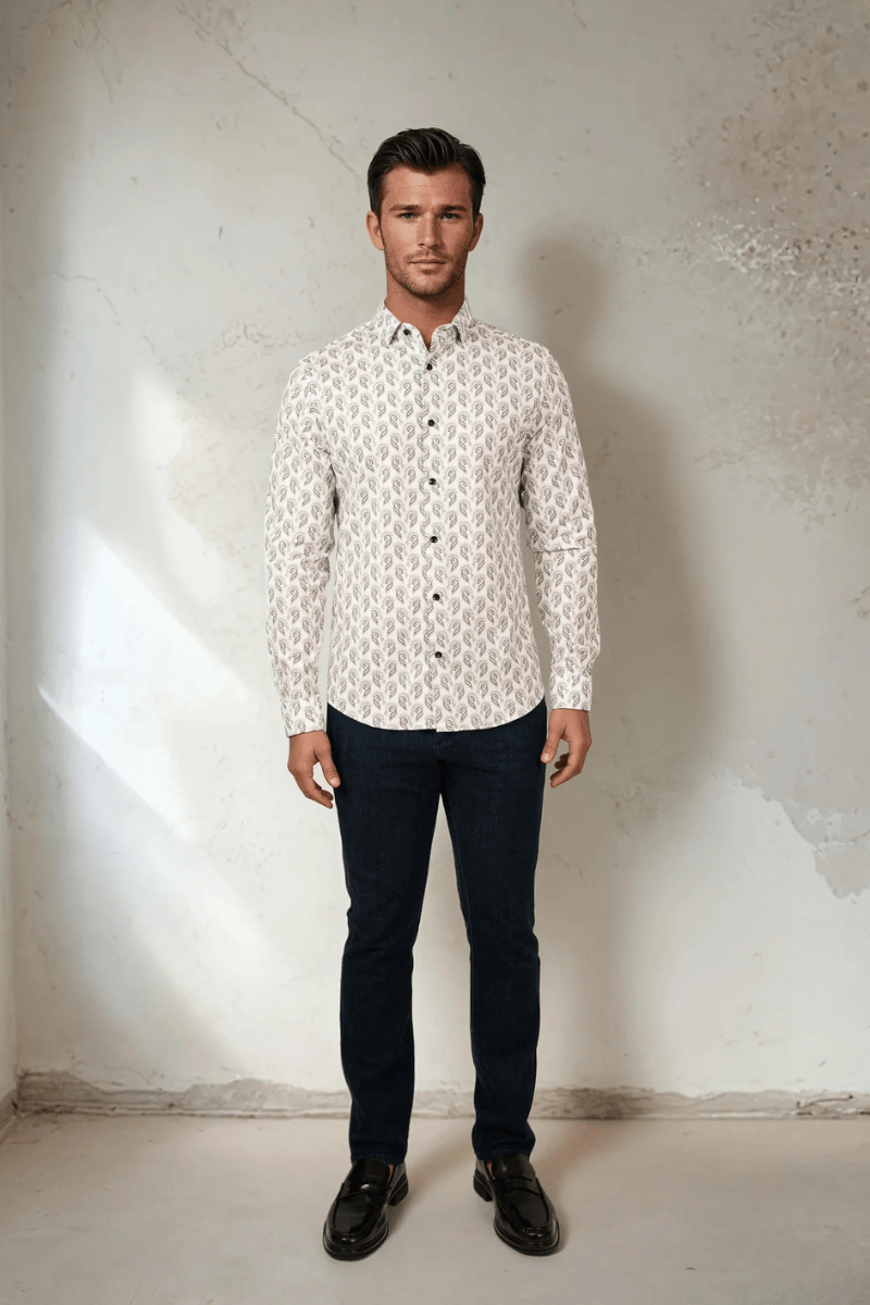 Shirts & Tops - Stone Rose - Printed Feather Paisley - Archery Close