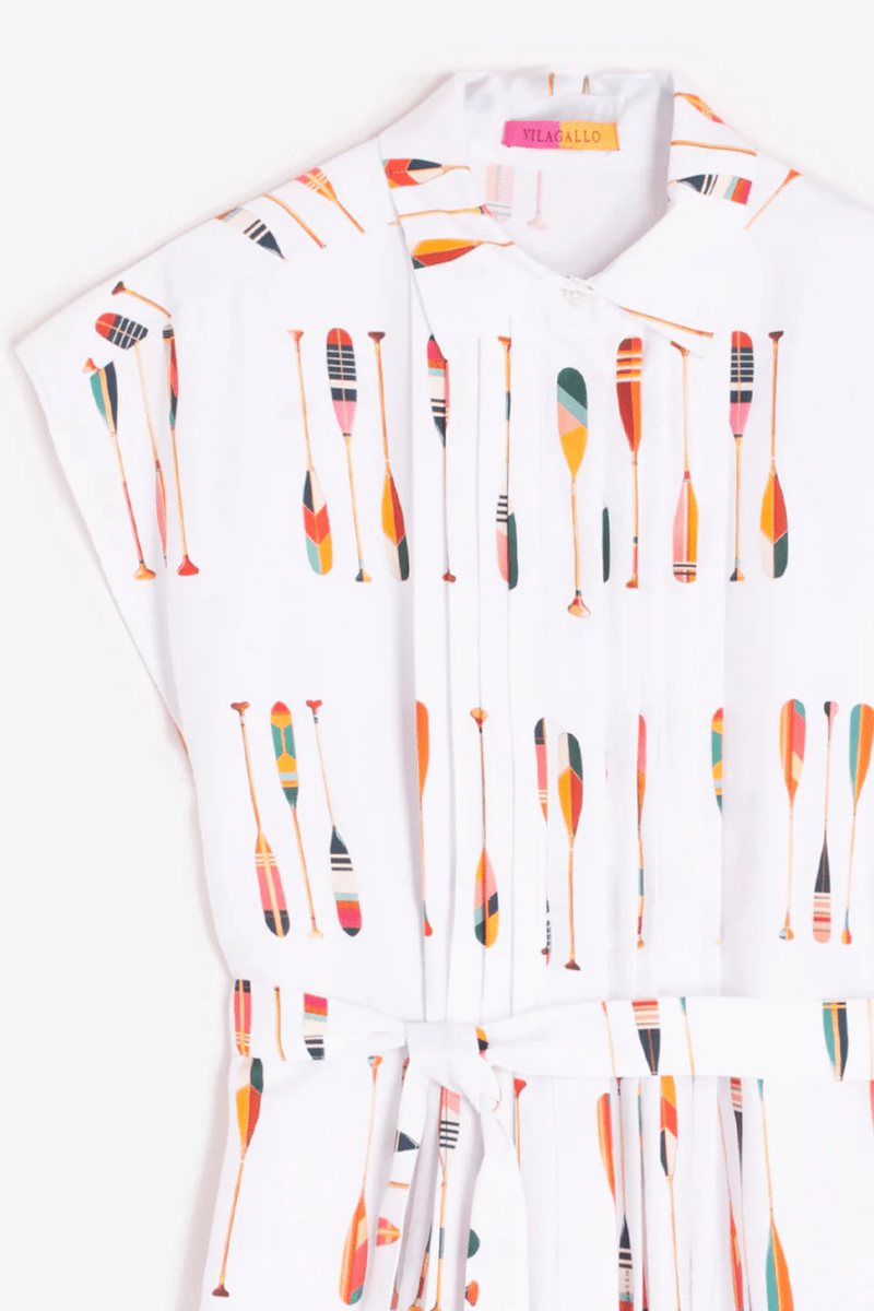 Dresses - Vilagallo - Printed Oar Dress - Archery Close