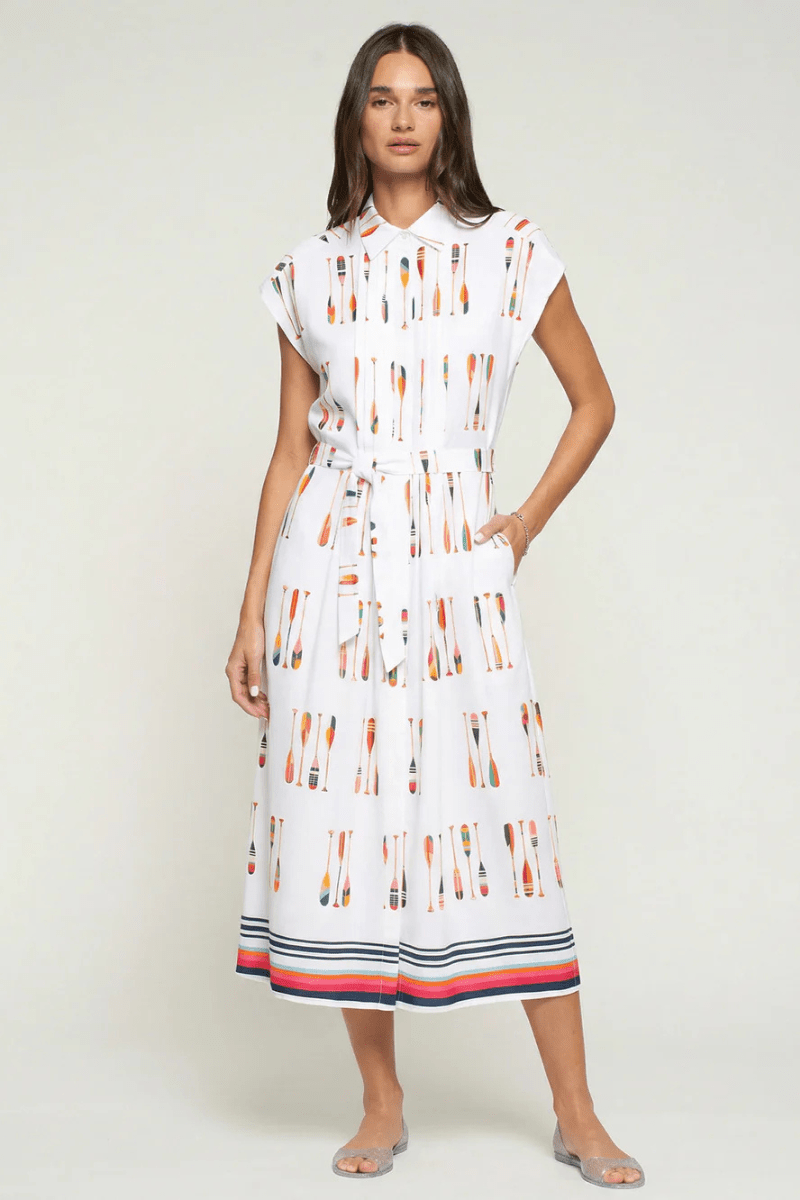Dresses - Vilagallo - Printed Oar Dress - Archery Close
