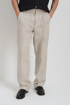 Pants - Alex Mill - Pull on Field Pant in Flax Linen - Archery Close