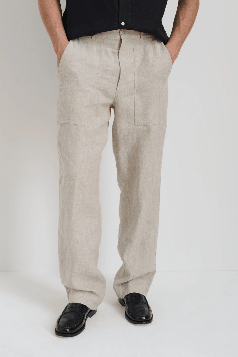 Pants - Alex Mill - Pull on Field Pant in Flax Linen - Archery Close