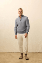 Sweater - Faherty Brand - Quarter Button Sweater in Port Huron - Archery Close