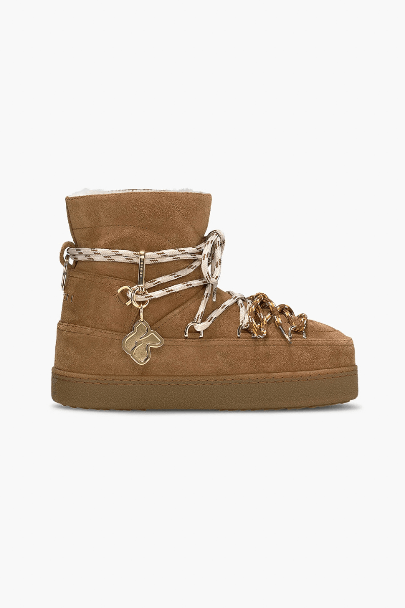 Boots - Inuikii - Quilted Suede Boot in Brown - Archery Close