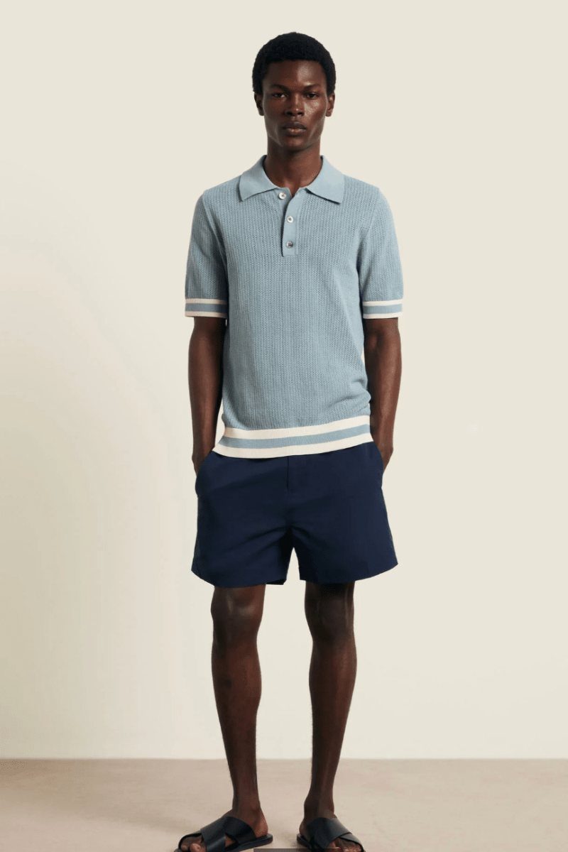 Shirts & Tops - CHE Studios - Quinn Polo in Powder Blue - Archery Close