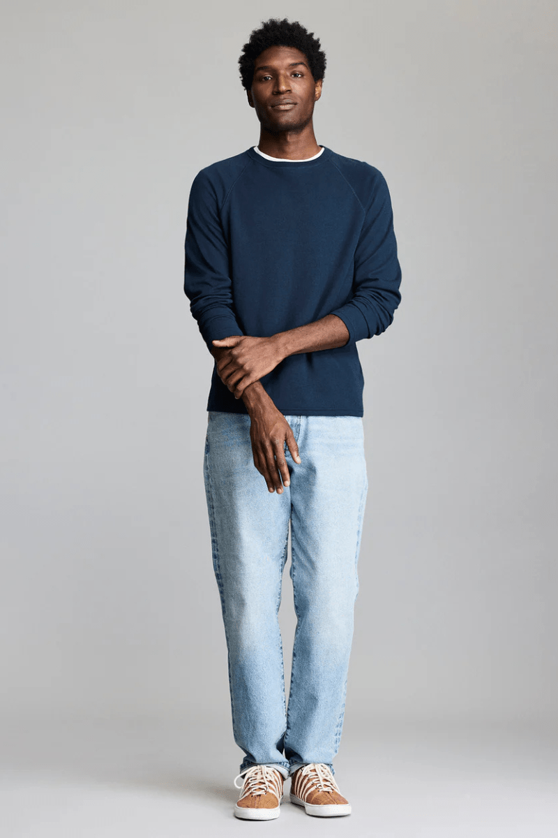 Shirts & Tops - Billy Reid - Raglan Crew in Carbon Blue - Archery Close