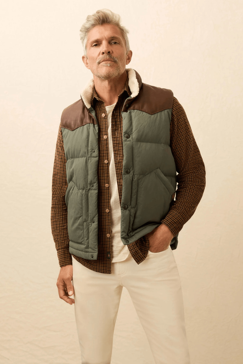 Vests - Faherty Brand - Range Down Vest in Pine Ridge - Archery Close