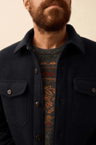 Shirts & Tops - Faherty Brand - Range Fleece Lined CPO in Navy Shadow Twill - Archery Close