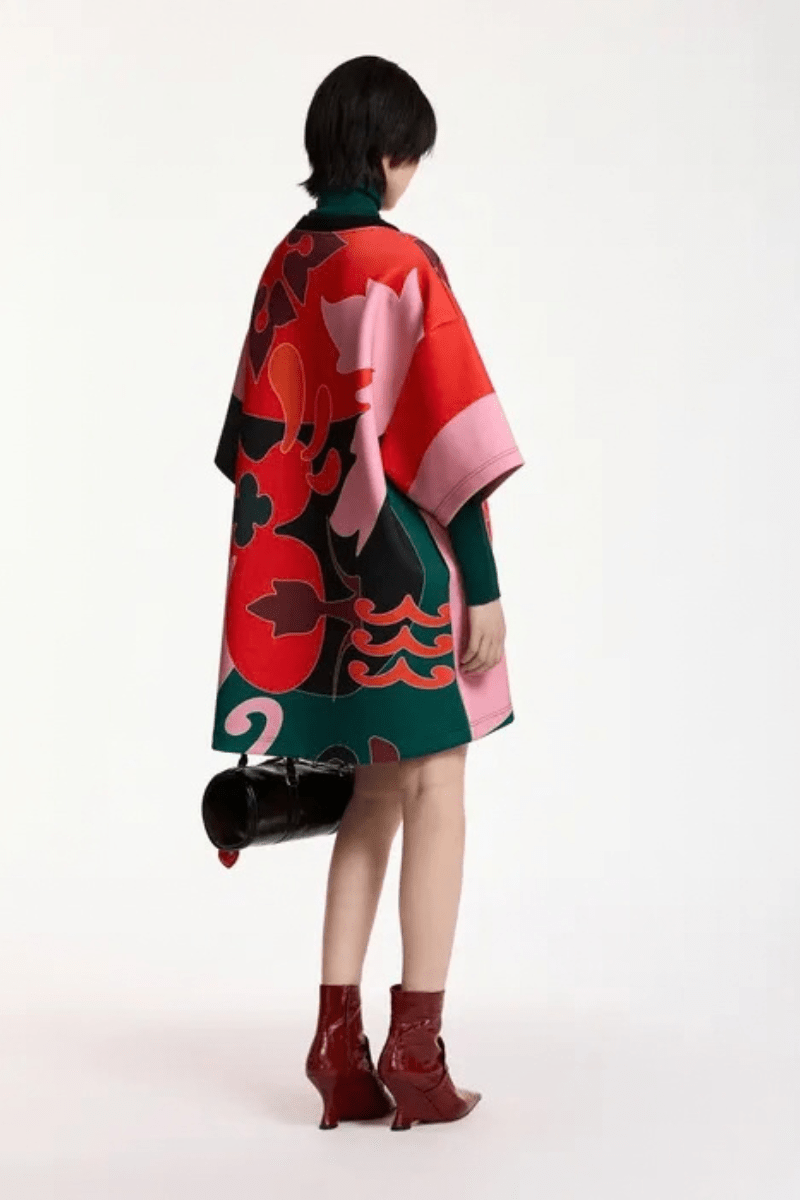 Dresses - Essentiel Antwerp - Red, pink & dark grey printed mini dress - Archery Close