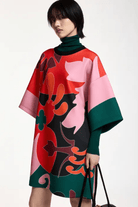 Dresses - Essentiel Antwerp - Red, pink & dark grey printed mini dress - Archery Close