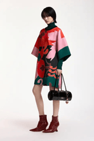 Dresses - Essentiel Antwerp - Red, pink & dark grey printed mini dress - Archery Close