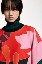 Dresses - Essentiel Antwerp - Red, pink & dark grey printed mini dress - Archery Close