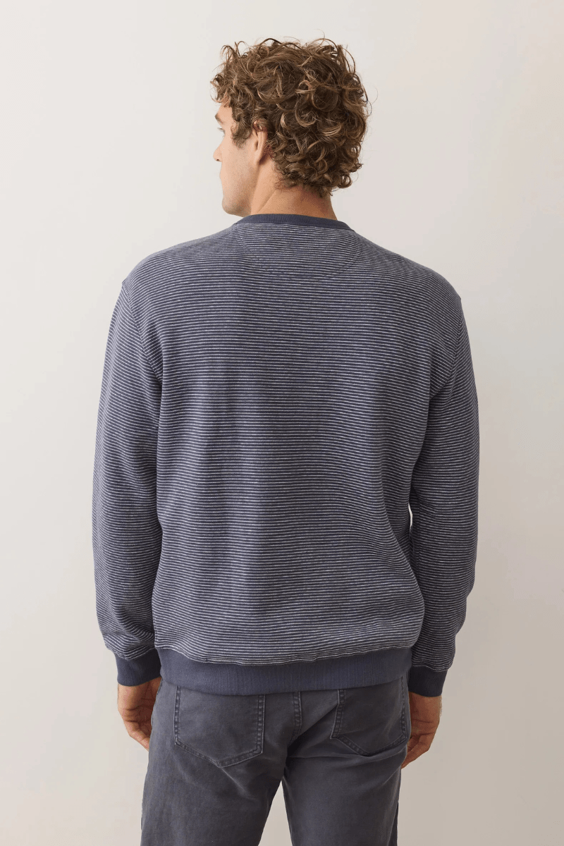 Sweatshirts - Marine Layer - Relaxed Cloud 9 Fleece Crewneck - Navy Mini Stripe - Archery Close