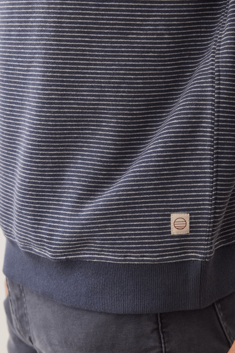 Sweatshirts - Marine Layer - Relaxed Cloud 9 Fleece Crewneck - Navy Mini Stripe - Archery Close