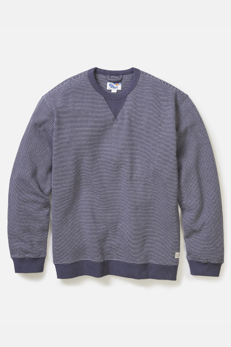 Sweatshirts - Marine Layer - Relaxed Cloud 9 Fleece Crewneck - Navy Mini Stripe - Archery Close