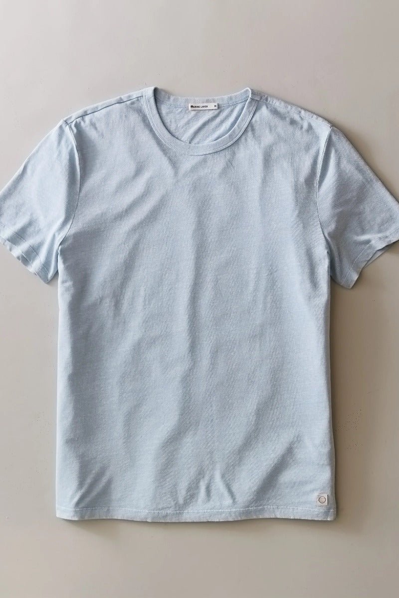 Marine Layer Relaxed Hemp Cotton Tee - Soft chambray