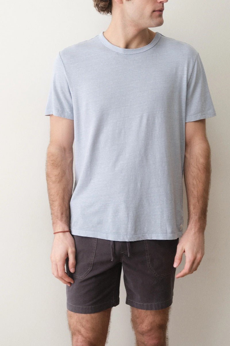Marine Layer Relaxed Hemp Cotton Tee - Soft chambray