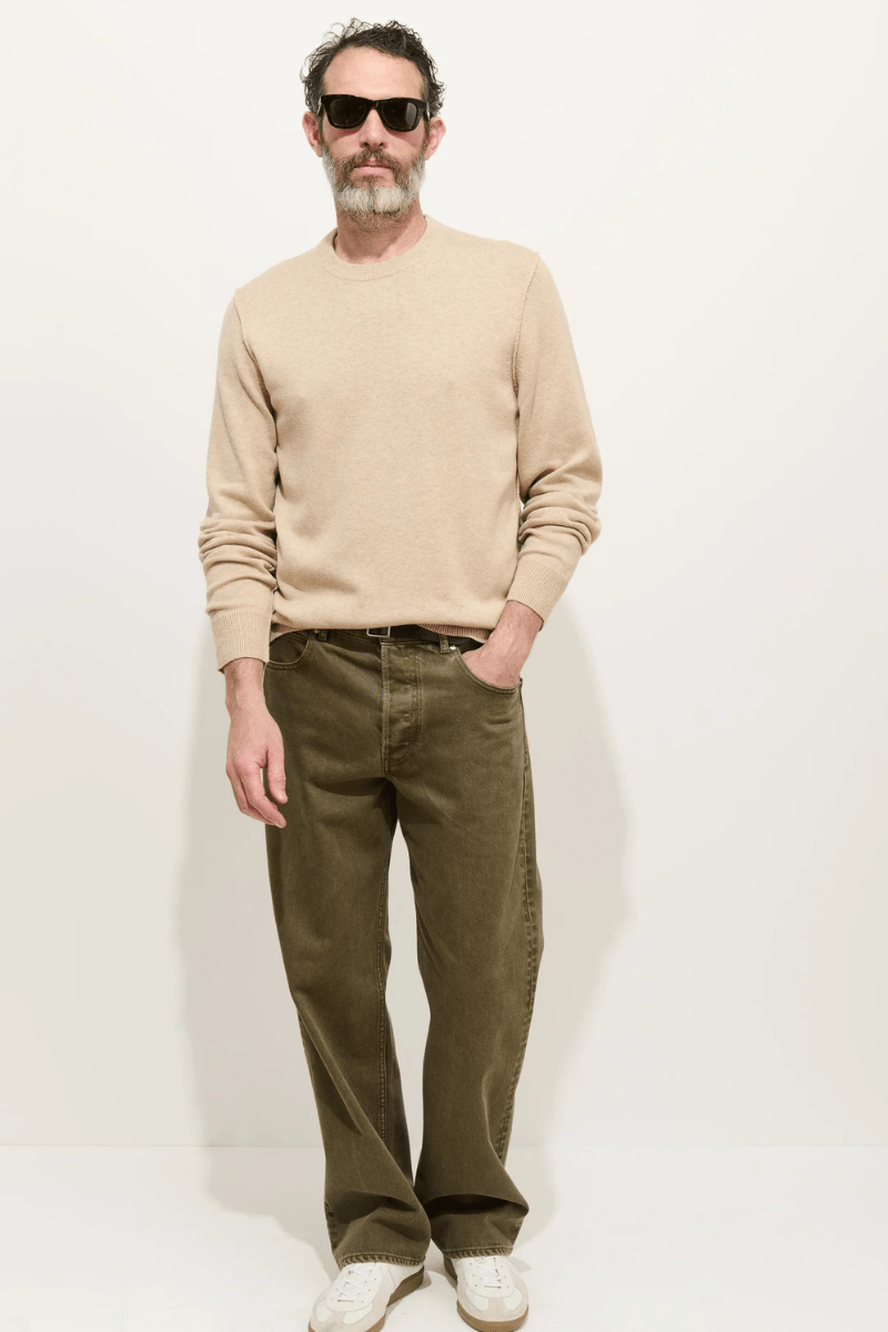 Sweater - Alex Mill - Reverse Seam Crew In Wool Cotton - Archery Close