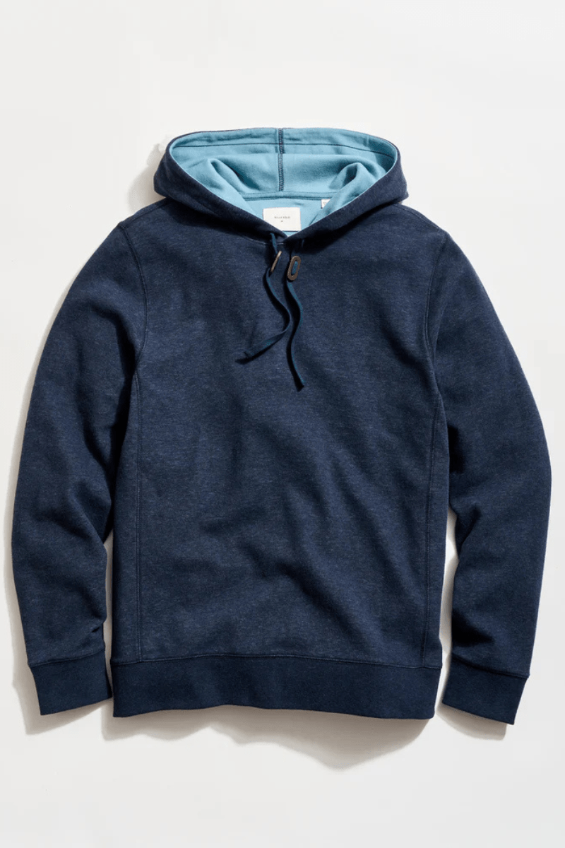 Sweatshirts - Billy Reid - Rib Hoodie Pullover in Carbon Blue - Archery Close