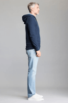 Sweatshirts - Billy Reid - Rib Hoodie Pullover in Carbon Blue - Archery Close