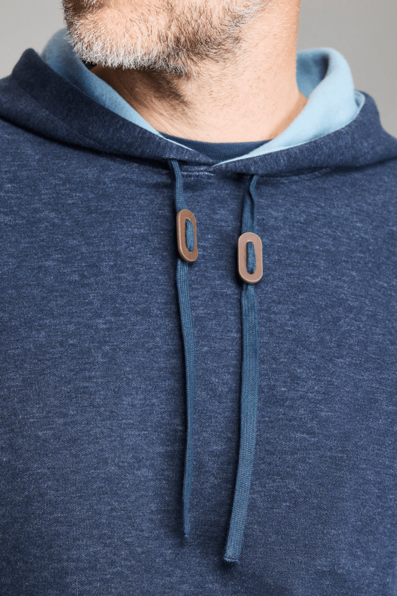 Sweatshirts - Billy Reid - Rib Hoodie Pullover in Carbon Blue - Archery Close