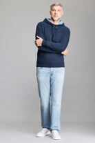 Sweatshirts - Billy Reid - Rib Hoodie Pullover in Carbon Blue - Archery Close