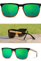 Sunglasses - Shwood Eyewear - Ridge - Black Tortoise with Green Flash Sunglasses - Archery Close