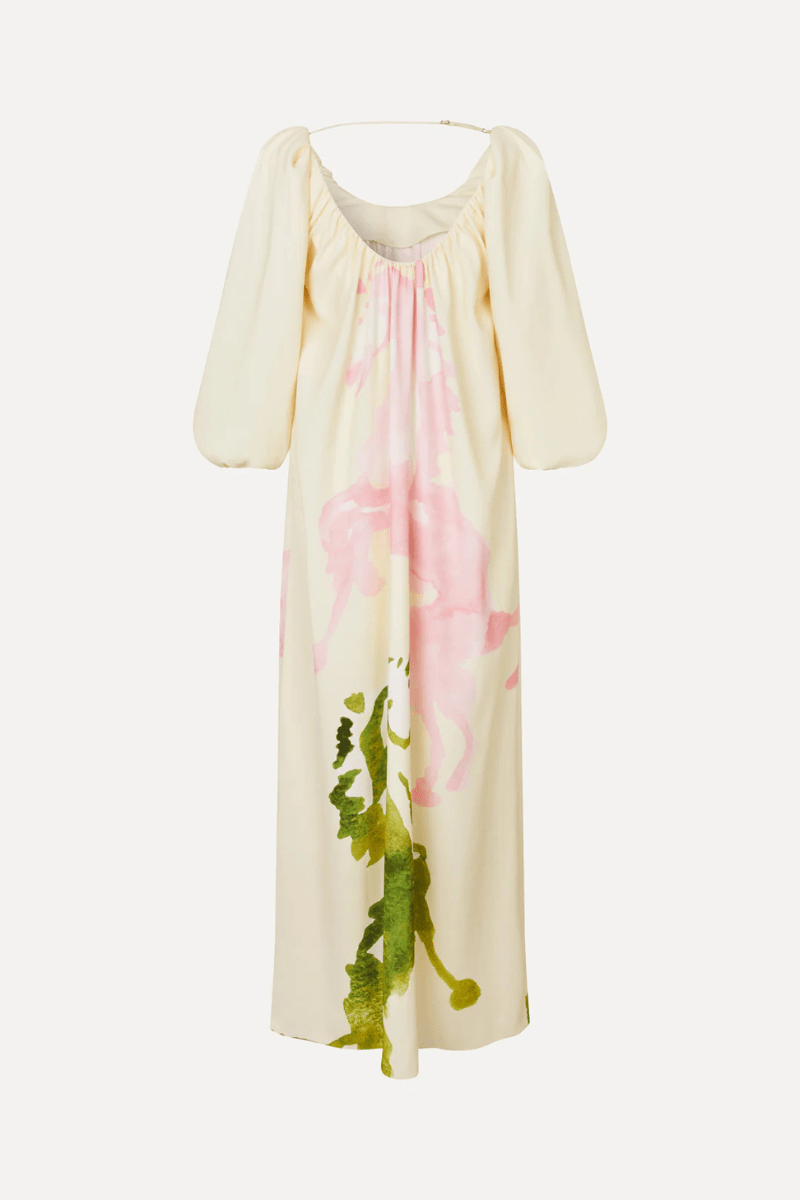 Dresses - Stine Goya - Romantic Voluminous Sleeve Dress - Horses - Archery Close