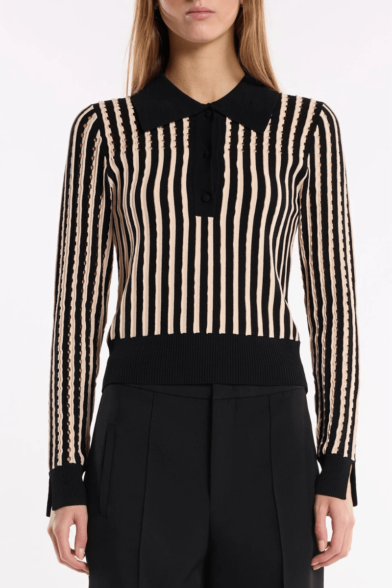 Sweater - Christy Lynn - Roselyn Sweater in Pinstripe Black - Archery Close