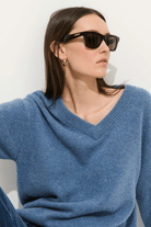 Sweater - Alex Mill - Rowan V - Neck Sweater in Cashmere - Archery Close