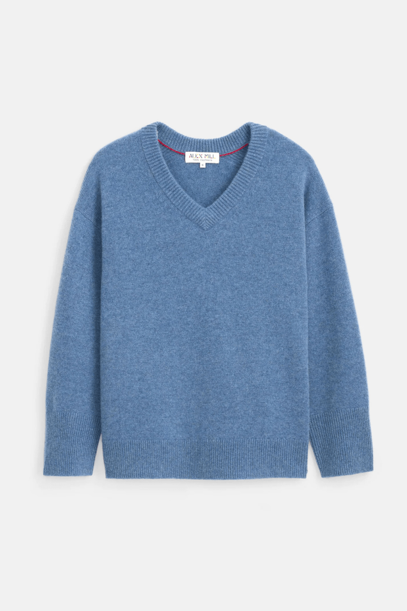 Sweater - Alex Mill - Rowan V - Neck Sweater in Cashmere - Archery Close