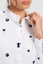 Shirts & Tops - Vilagallo - Ruffle Neck Long Sleeve - Archery Close