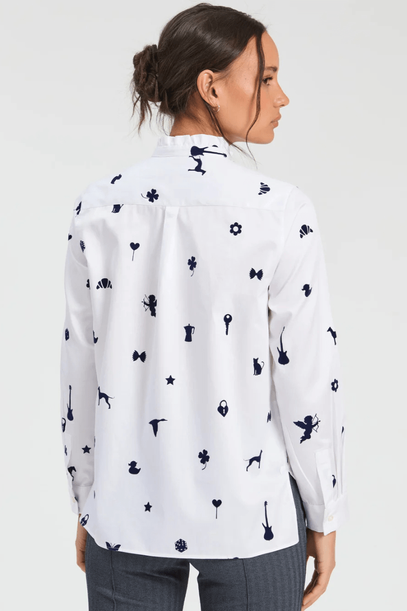 Shirts & Tops - Vilagallo - Ruffle Neck Long Sleeve - Archery Close